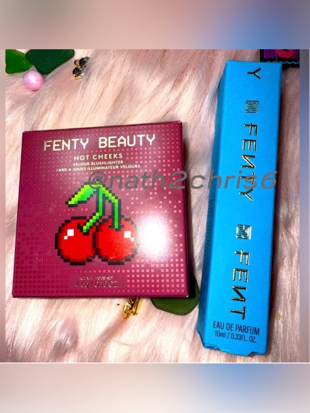 Fenty Beauty HOT CHEEKS VELOUR - Cherry Pop & Fenty travel Spray 10ml NIB.